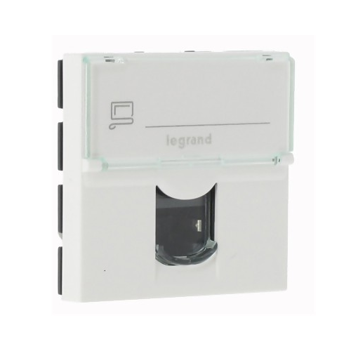 Розетка Legrand 076554 - Программа Mosaic - 1 х RJ45, категория 5е, UTP, 2 модуля, белая