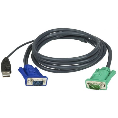 Кабель Aten 2L-5202U мон+клав+мышь USB, SPHD15=>HD DB15+USB A-Тип, Male-2xMale, 8+4 проводов, опресс