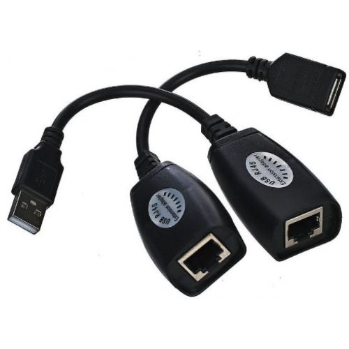 Кабель интерфейсный USB 2.0 удлинитель VCOM AM-AF/RJ45Fx2 CU824 по витой паре до 45m,