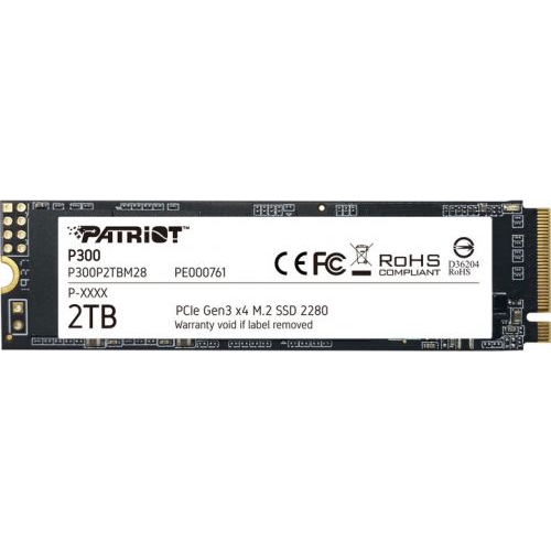 Накопитель SSD M.2 Patriot Memory P300P2TBM28 2.0TB, PCI-E 3.0 x4, up to 2100/1650MBs, 290000 IOPs,