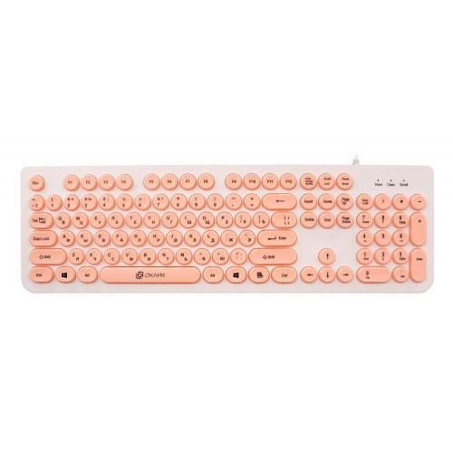 Клавиатура Oklick 400MR 1070516 белый/розовый USB slim Multimedia