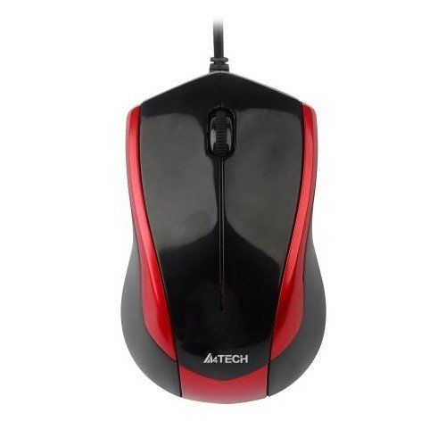 Мышь A4Tech N-400-2 черная/красная, 1000dpi, USB