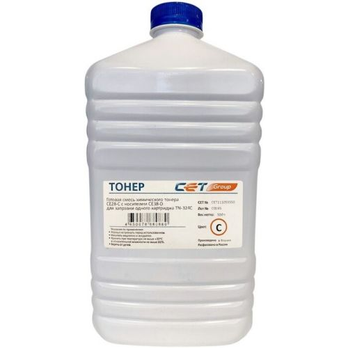 Тонер CET CET111053550 CE28-C/CE28-D голубой бутылка 550гр. (в компл.:девелопер) для принтера KONICA