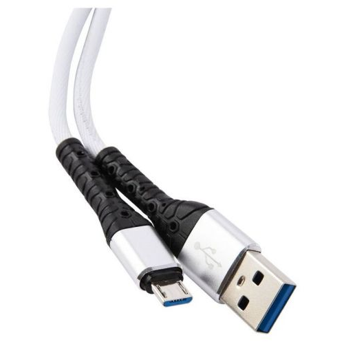 Кабель интерфейсный mObility УТ000024533 USB/microUSB, 3А, 1м, тканевая оплетка, белый