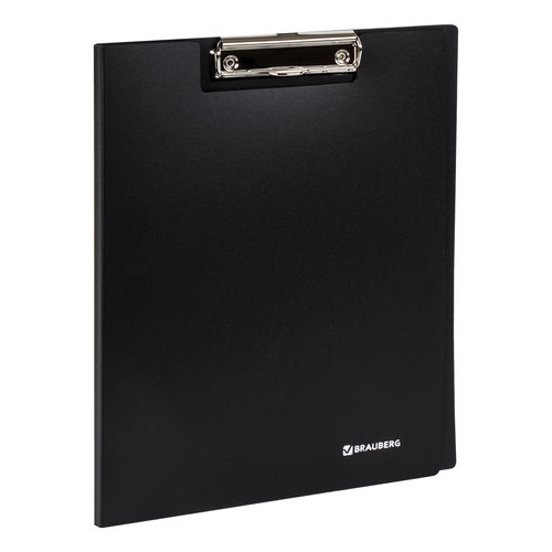 Папка BRAUBERG Стандарт 221646 планшет, А4, 310х230 мм, с прижимом и крышкой, пластик, черная, 0,9 м