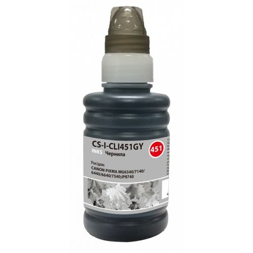 Чернила для заправки Cactus CS-I-CLI451GY серый 100мл для Canon Pixma iP8740/MG6340/MG6440/MG6640/MG