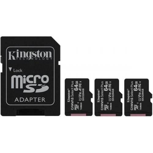 Карта памяти 64GB Kingston Canvas Select Plus SDCS2/64GB-3P1A 3 x 64 GB, UHS-I Class 10 U1 A1, чтени