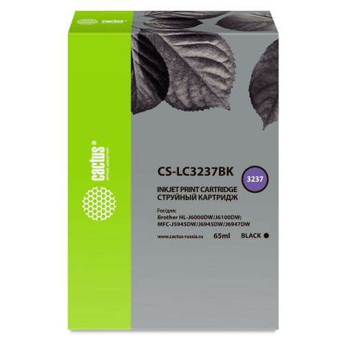 Картридж Cactus CS-LC3237BK струйный черный (65мл) для Brother HL-J6000DW/J6100DW