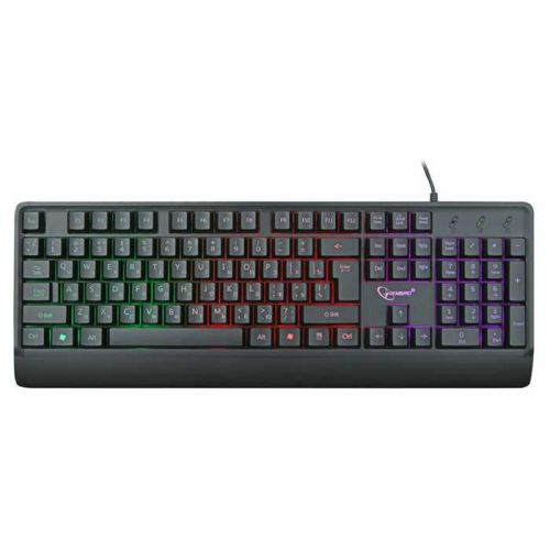 Клавиатура Gembird KB-220L черный, USB, 104 клавиши, подсветка Rainbow, кабель 1.45м