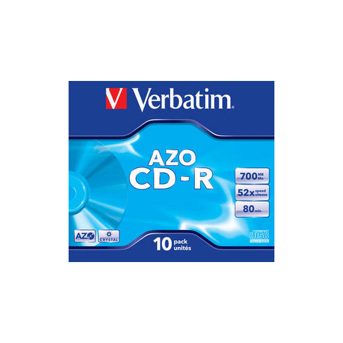 Диск CD-R Verbatim 43327 700МБ, 80 мин., 52x, 10 шт., Crystal Jewel Case, DL+