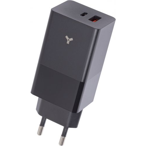 Зарядное устройство сетевое AccesStyle Crocus GaN 65WCA Black Type-C(65Вт), USB-A(22,5Вт), быстрая з