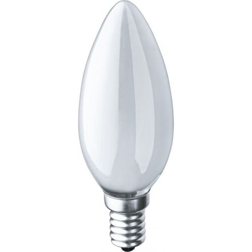 Лампа накаливания Navigator NI-B-60-230-E14-FR (уп/10шт), 60Вт, 230В, E14, 35х100мм, свеча, матовая