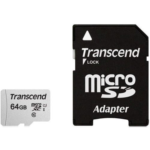 Карта памяти 64GB Transcend TS64GUSD300S-A microSDXC Class 10 U1 300S + адаптер