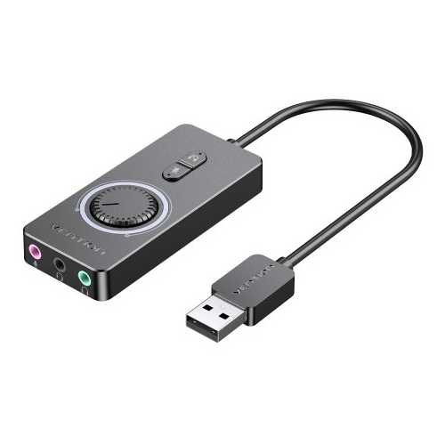 Звуковая карта USB 2.0 Vention CDRBB c регулятором громкости, черная