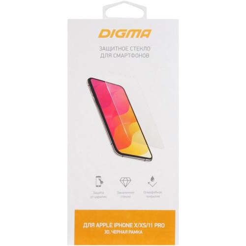 Защитное стекло Digma DGG3AP11PA для Apple iPhone X/XS/11 Pro 3D, черное (1509692)