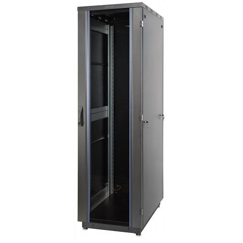 Шкаф напольный 19", 33U Eurolan 60F-33-6A-31BL Racknet S3000 600 × 1000, передняя дверь стеклянная