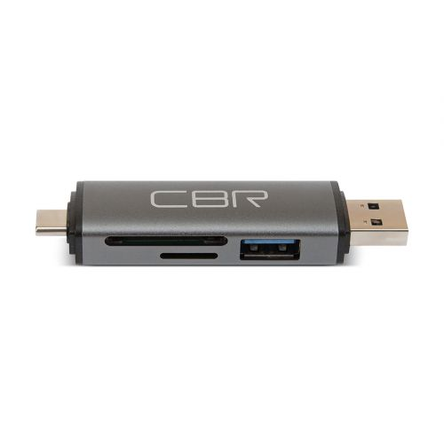 Карт-ридер CBR Gear Type-C/USB 3.0 (2 в 1), до 5 Гбит/с, microSD/T-Flash/SD/SDHC/SDXC, доп.выход USB