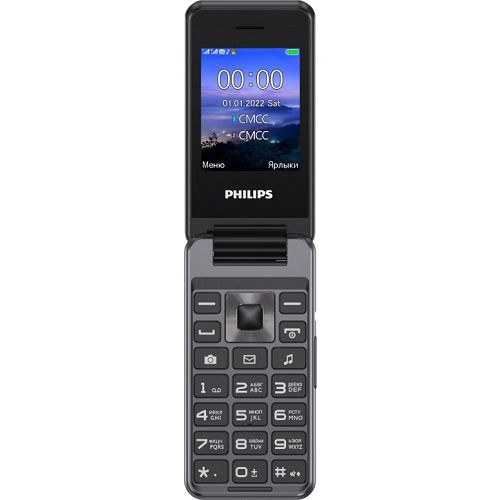 Мобильный телефон Philips Xenium E2601 темно-серый, раскладной 2Sim 2.4" 240x320 Nucleus 0.3Mpix GSM