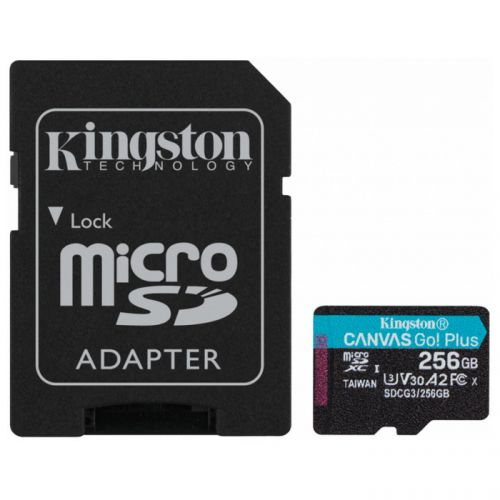 Карта памяти MicroSDXC 256GB Kingston SDCG3/256GB UHS-II Class U3 V30 A2, чтение: 170Мб/с, запись: 9