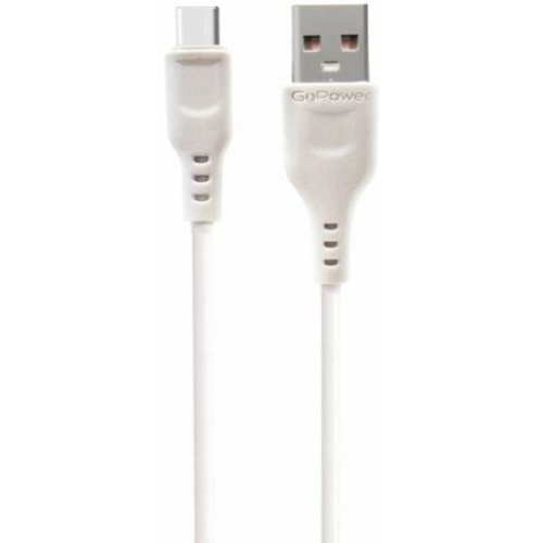 Кабель интерфейсный GoPower 00-00018565 GP01T USB (m)-Type-C (m) 1.0м 2.4A ПВХ белый