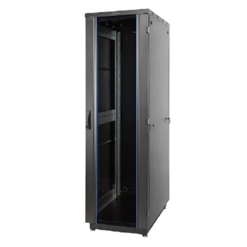 Шкаф напольный 19", 42U Eurolan 60F-42-6A-31BL Racknet 600х1000, передняя дверь стеклянная, задняя м