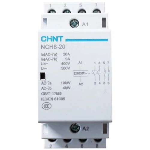 Контактор модульный CHINT 256087 NCH8-20/22 20А 2НЗ+2НО AC 220/230В 50Гц