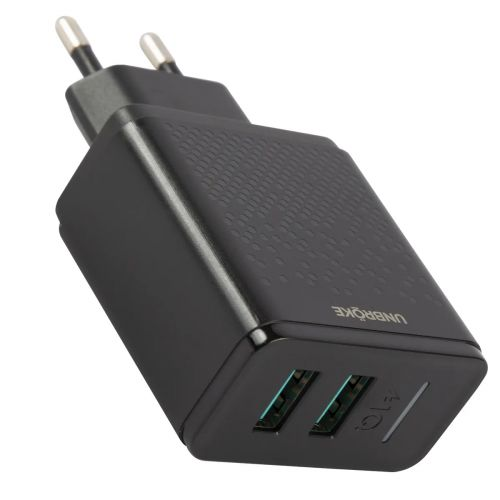 Зарядное устройство сетевое UNBRÖKE UN-2 УТ000027223 2*USB, 3.4A, Led индикатор зарядки, черный