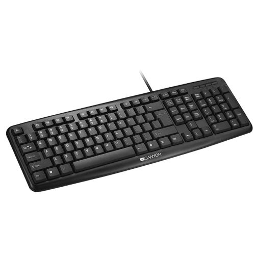 Клавиатура Canyon KB-1 CNE-CKEY01-RU черный, проводная, влагоотталкивающая, 104 клавиши, раскладка E
