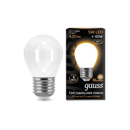 Лампа светодиодная Gauss 105202105 LED Filament Шар OPAL E27 5W 420lm 2700K