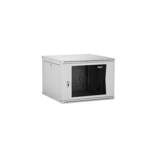 Шкаф настенный 19", 15U TLK TWI-156060-R-G-GY стеклянная дверь, 703х600х600 мм (ВхШхГ), светло-серый