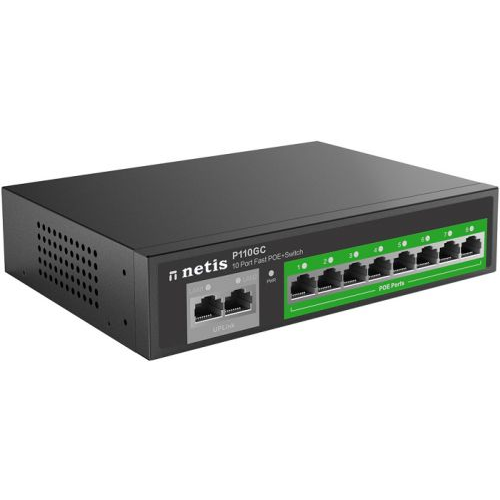 Коммутатор неуправляемый netis P110GC 10-портовый PoE+ Gigabit Ethernet/8*PoE+ порта 802.3af/802.3at
