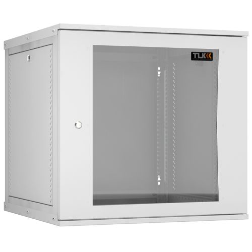 Шкаф настенный 19", 12U TLK TWI-126060-R-G-GY стеклянная дверь, Ш600хВ569хГ600мм, 2 пары монтажных н