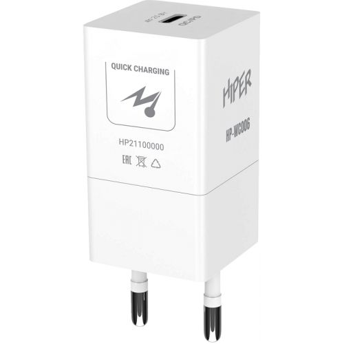 Зарядное устройство сетевое HIPER HP-WC006 3A PD+QC универсальное белое