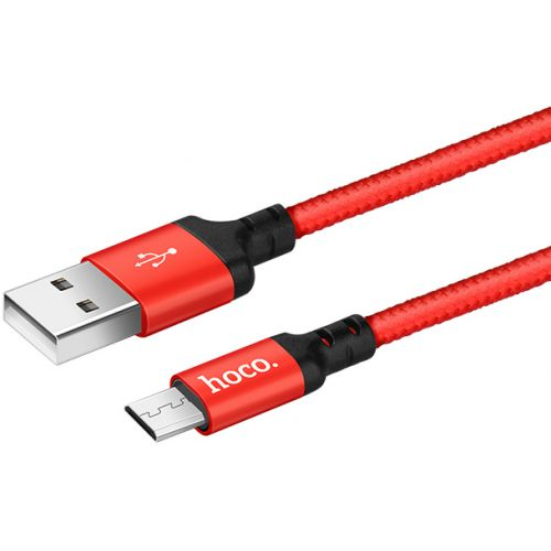 Кабель интерфейсный Hoco X14 USB/Lightning, черно-красный, 2 метра