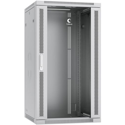 Шкаф настенный 19", 22U Cabeus SH-05F-22U60/60-R 600x600x1082mm (ШхГхВ) дверь стекло, цвет серый (RA