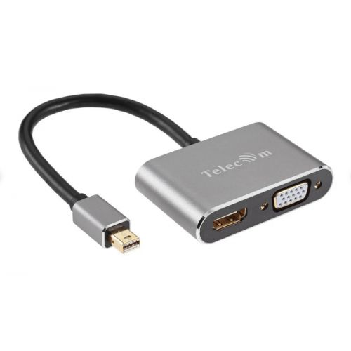 Кабель-переходник Telecom TA6080 mini DisplayPort (M) - HDMI (F), VGA(F), 4K/30Hz, 0,2m