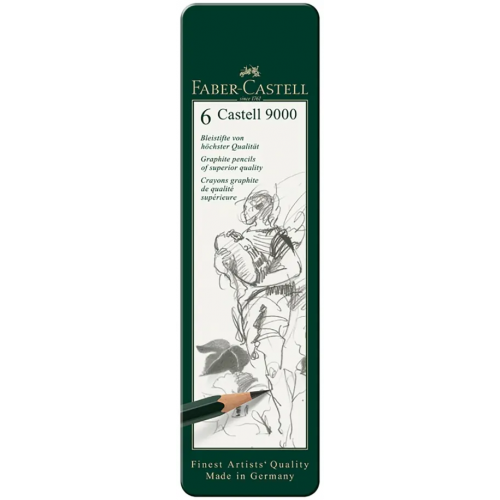 Faber-Castell Карандаши чернографитные "Castell 9000", 6 штук (2B, 4B, B, HB, 6В, 8В)