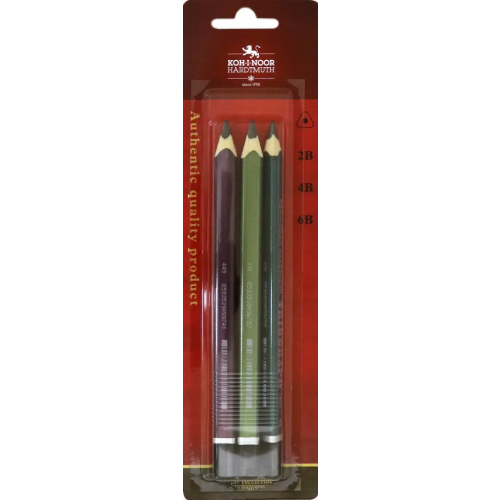 Koh-I-Noor Набор чернографитных карандашей "Triograph", 3 штуки, 2В, 4B, 6B
