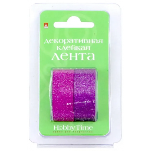 Альт Декоративная клейкая лента с глиттером, 15 мм x 5 метров, 2 штуки, арт. 2-439/09
