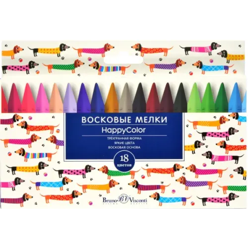 Bruno Visconti Мелки восковые "Happy color", 18 цветов