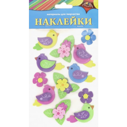 АппликА Наклейки 3D из мягкого пластика, "Птички. Ассорти"