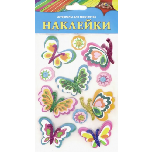 АппликА Наклейки 3D из мягкого пластика, "Цветочки и бабочки 2. Ассорти"