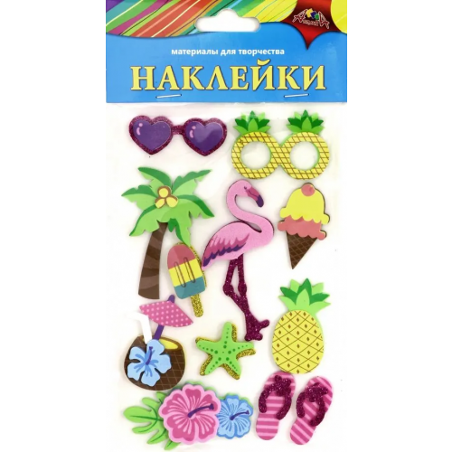 АппликА Наклейки 3D из мягкого пластика, "Яркие тропики. Ассорти"