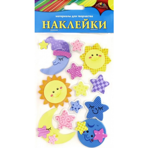 АппликА Наклейки 3D из мягкого пластика, "Солнышко и месяц. Ассорти"