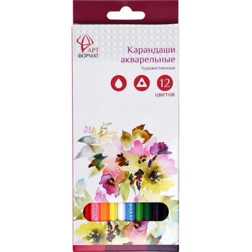 Набор акварельных карандашей "АРТформат", 12 штук, трехгранные