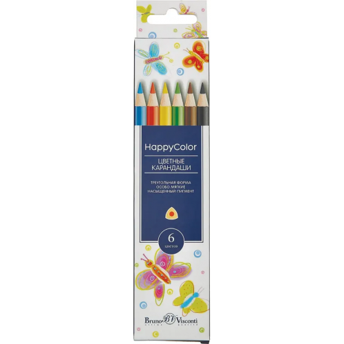 Bruno Visconti Карандаши цветные "HappyColor", 6 цветов