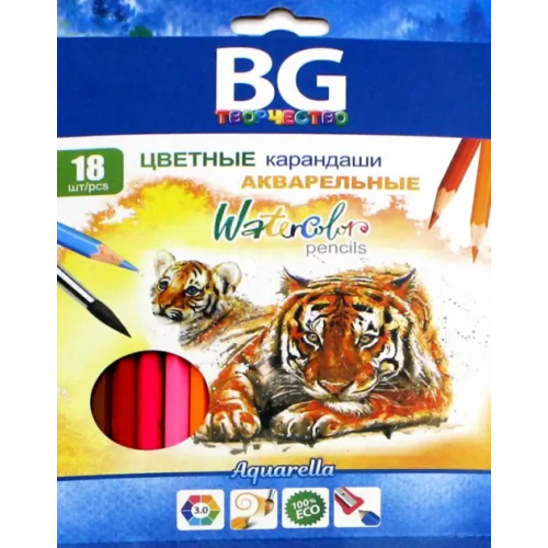 BG Карандаши цветные "Aquarella" с эффектом акварели, 18 цветов