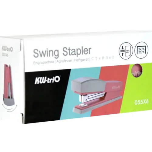 KW-Trio Степлер "Swing Standing", 24/6, 26/6, сшивает до 20 листов, цвет: розовый