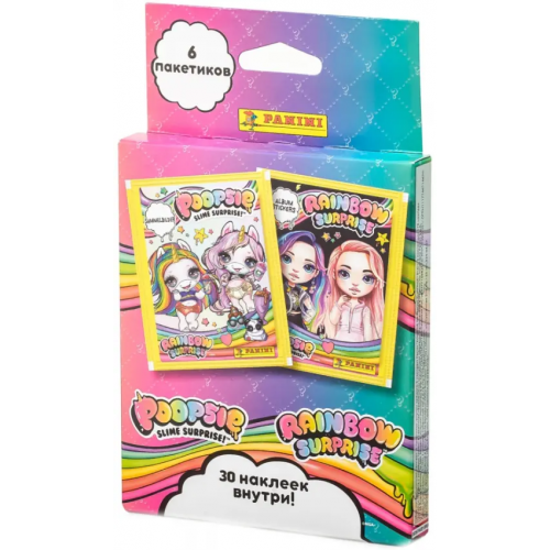 Panini Блистер с наклейками. Poopsie Rainbow Surprise (6 пакетиков)