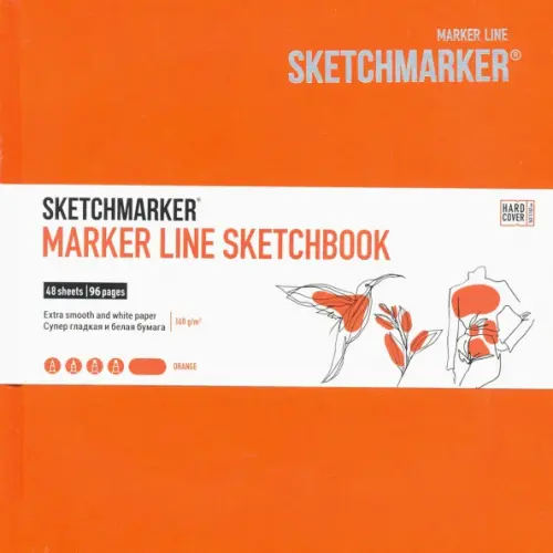 Sketchmarker Скетчбук "Marker Line", 163x163 мм, 48 листов, твердая обложка. цвет: оранжевый